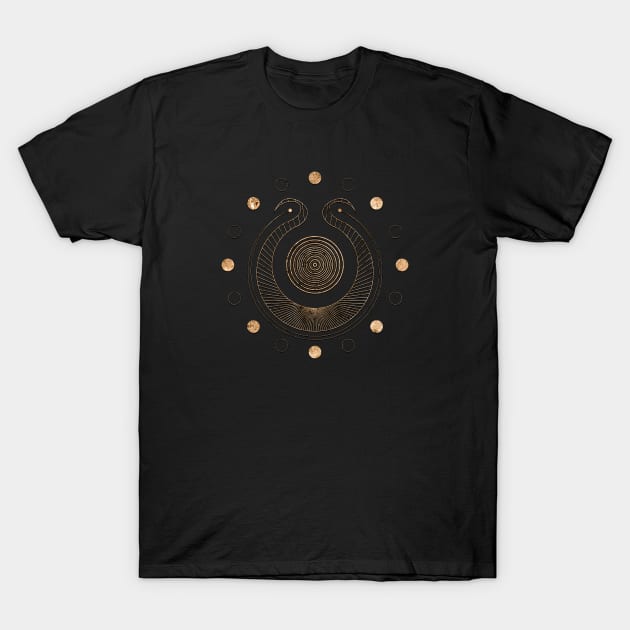 Gold Geometric Glyph Mandala 41 T-Shirt by Holy Rock Design